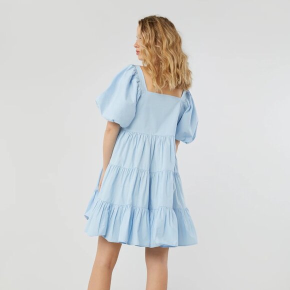 OAK + FORT Blue Puff Sleeve Dress - Picture 3 of 5